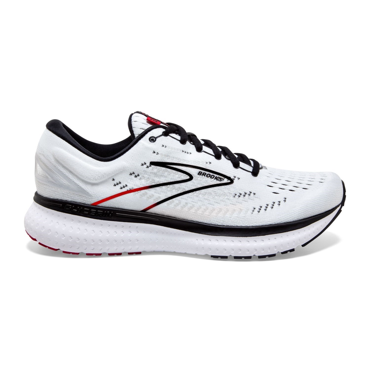 Brooks Glycerin 19 - Mens Running Shoes - White/Black/Red | Sportitude