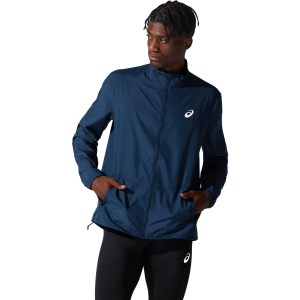 Asics Silver Mens Running Jacket - French Blue
