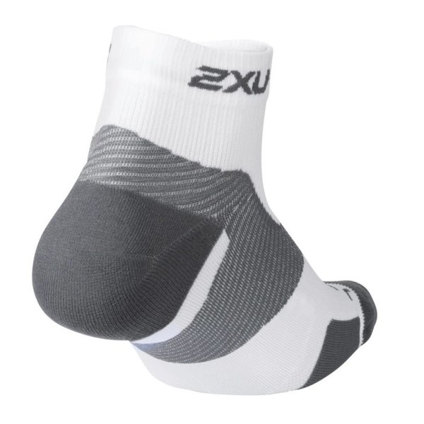 2XU Vectr Light Cushion 1/4 Crew - Unisex Running Socks - White/Grey