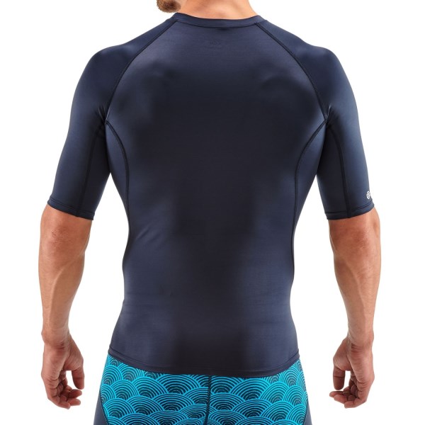 Skins Series-1 Mens Compression Short Sleeve Top - Navy Blue