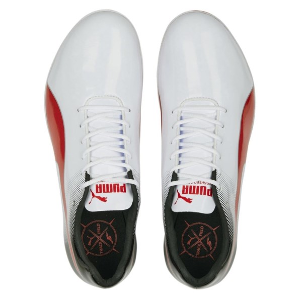 Puma evoSpeed Sprint 14 - Unisex Track Sprint Spikes - White/Black/Red