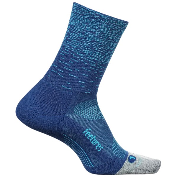 Feetures Elite Light Cushion Mini Crew Running Socks - Blue Static