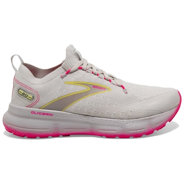Brooks Glycerin StealthFit 20 - Womens Running Shoes - Grey/Yellow/Pink ...