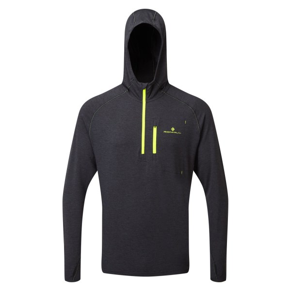 Ronhill Life Workout Mens Training Hoodie - Charcoal Marl/Yellow