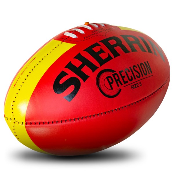 Sherrin Precision Leather Football - Size 5 - Red/Yellow