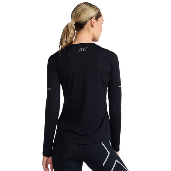 2XU Aero Womens Long Sleeve Training Top - Black/Silver Reflective