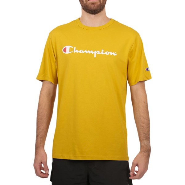 Champion Script Mens Short Sleeve T-Shirt - Yellow