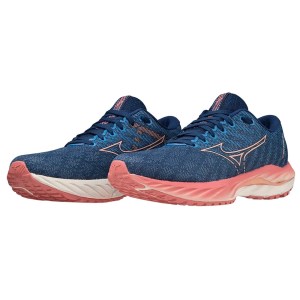 Mizuno Wave Inspire 19 - Womens Running Shoes - Blue Quartz/Peach Bud/Estate Blue