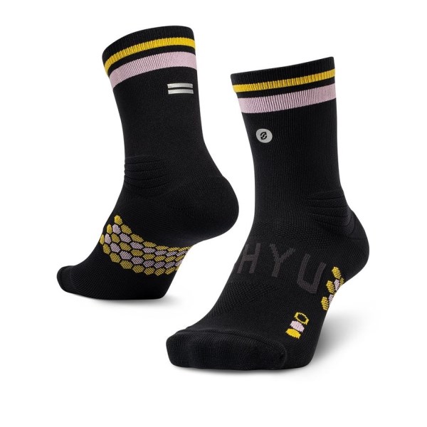 Shyu Half Crew Racing Socks - Black/Pastel/Amber