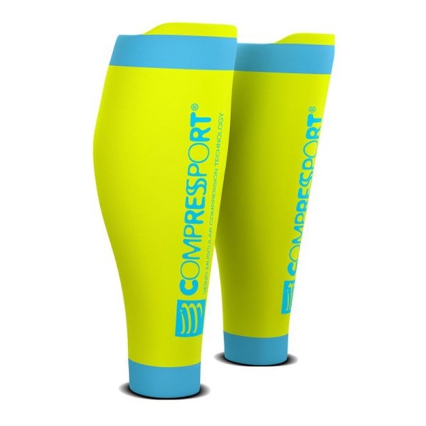 Compressport R2 V2 Compression Calf Sleeves - Fluo Yellow