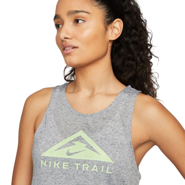 Nike Dri-Fit Womens Trail Running Tank Top - Dark Grey Heather/Lime Glow