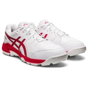 Asics Gel Peake 6 - Mens Cricket Shoes - White/Electric Red