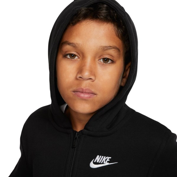 Nike Sportswear Club Full Zip Kids Hoodie - Black/White