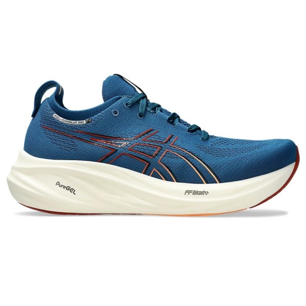 Asics Gel Nimbus 26 - Mens Running Shoes - Rich Navy/Faded Orange