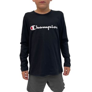 Champion Script Kids Long Sleeve T-Shirt - Black
