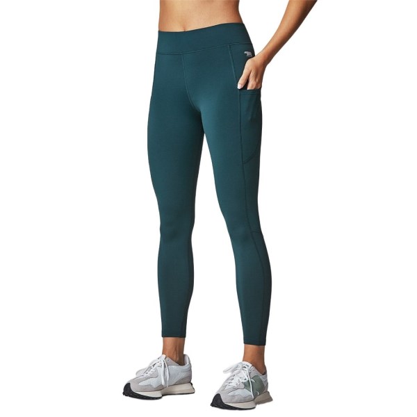 Running Bare Flex Zone Full Length Womens Thermal Training Tights - Deep Teal