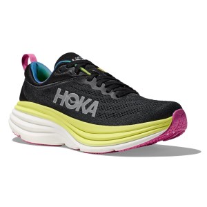 Hoka Bondi 8 - Mens Running Shoes - Black/Citrus Glow