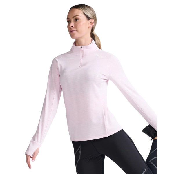 2XU Ignition 1/4 Zip Womens Long Sleeve Running Top - Quartz/White Reflective