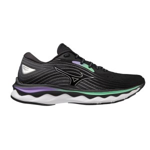 Mizuno Wave Sky 6 - Womens Running Shoes - Black/Silver/Spring Bud