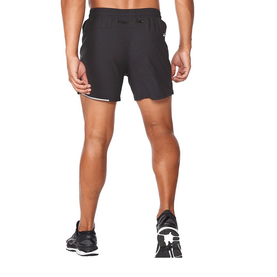 2XU Aero 5 Inch Mens Running Shorts - Black/Silver Reflective | Sportitude