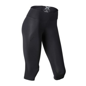 2XU Womens Mid-Rise Compression 3/4 Tights - Dotted Black Logo