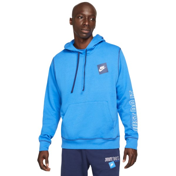 Nike Sportswear Just Do It Pullover Brushed Back Mens Hoodie - Signal Blue/Midnight Navy