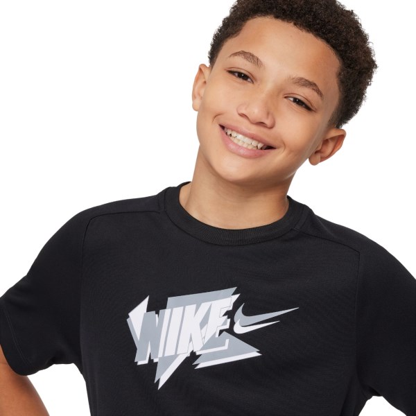 Nike Multi Kids Boys Running T-Shirt - Black/White
