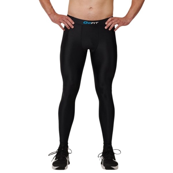 o2fit Mens Full Length Compression Tights With Zip Pocket - Black