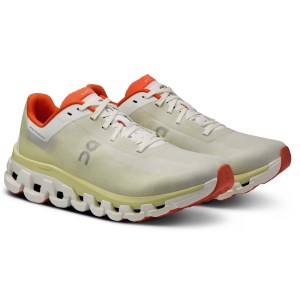 On Cloudflow 4 - Womens Running Shoes - White/Hay
