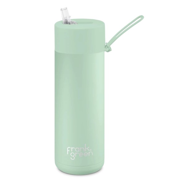 Frank Green Ceramic Reusable Straw Lid Water Bottle - 595ml - Mint Gelato