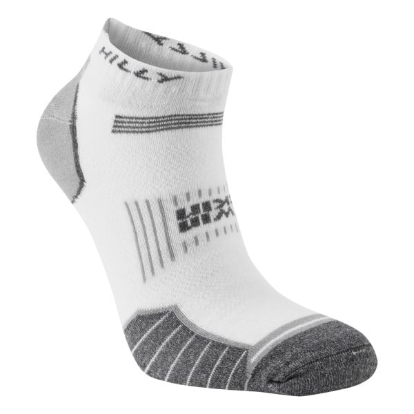 Hilly Twin Skin Socklet - Anti-Blister Running Socks - White/Grey Marl