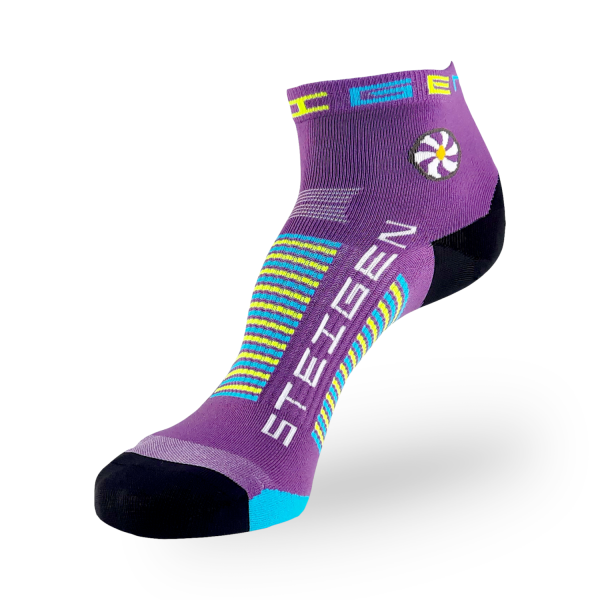 Steigen Quarter Length Running Socks - Bubblegum Purple/Blue