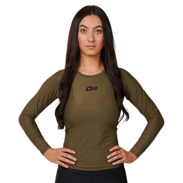 o2fit Womens Compression Long Sleeve Top - Khaki