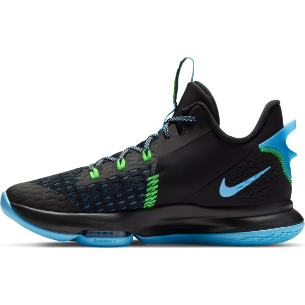 Nike Lebron Witness V - Mens Basketball Shoes - Black/Green Strike/Light Blue/Lagoon Pulse