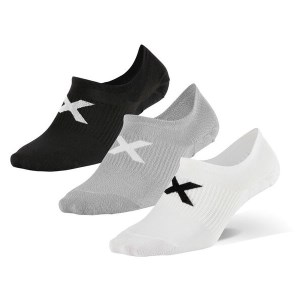 2XU Unisex Invisible Sock 3-Pack - Black/Grey/White