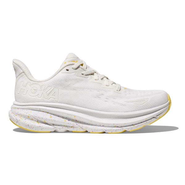 Hoka Clifton 9 - Mens Running Shoes - White/Lemonade