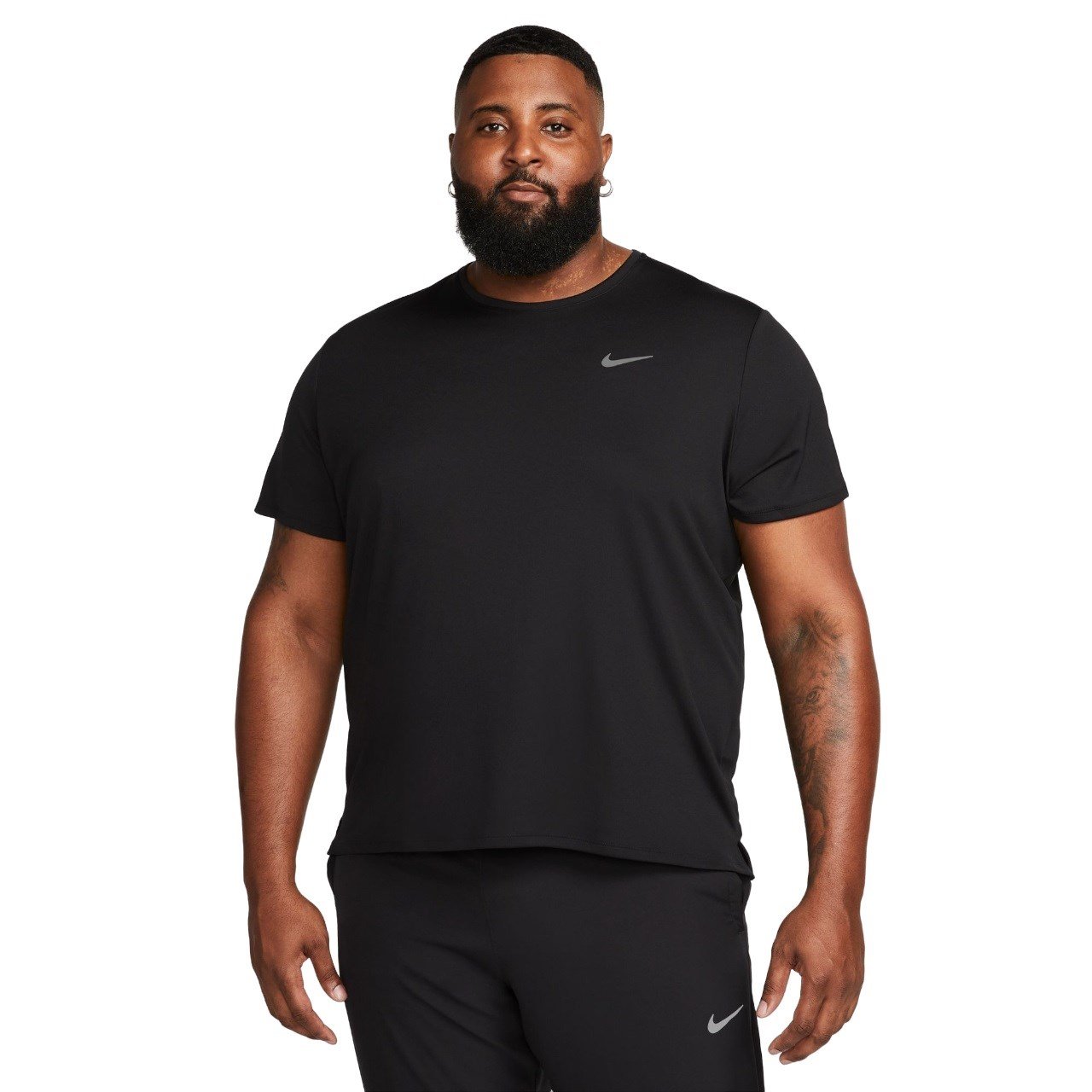 Nike Dri-Fit UV Miler Mens Running T-Shirt - Black/Reflective