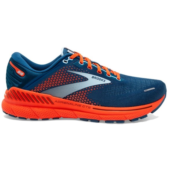 Brooks Adrenaline GTS 22 - Mens Running Shoes - Blue/Light Blue/Orange ...