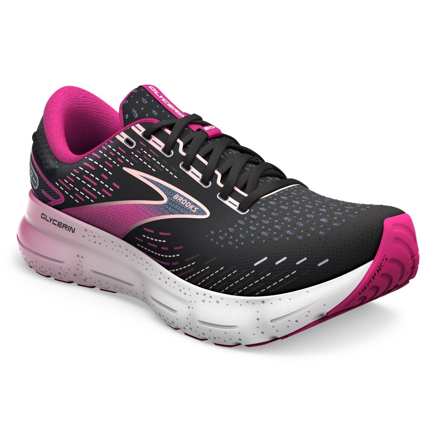 Brooks Glycerin 20 - Womens Running Shoes - Black/Fuchsia/Linen ...