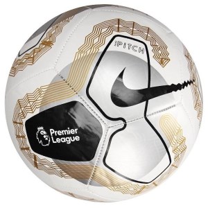 Nike Premier League Pitch Soccer Ball - Size 5 - White/Gold/Metallic Silver/Black