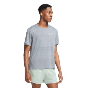 Nike Dri-Fit Miler Mens Running T-Shirt - Smoke Grey/Reflective Silver