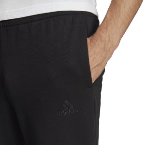 Adidas Essentials Fleece Tapered Cuff Logo Mens Track Pants - Black/White