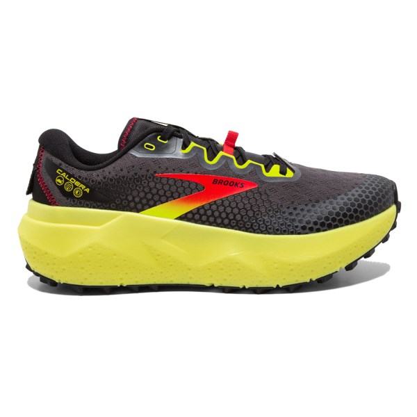 Brooks Caldera 6 - Mens Trail Running Shoes - Black/Fiery Red/Blazing Yellow