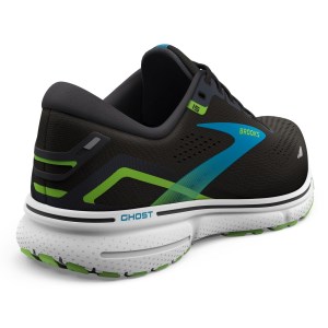 Brooks Ghost 15 - Mens Running Shoes - Black/Hawaiian Ocean/Green