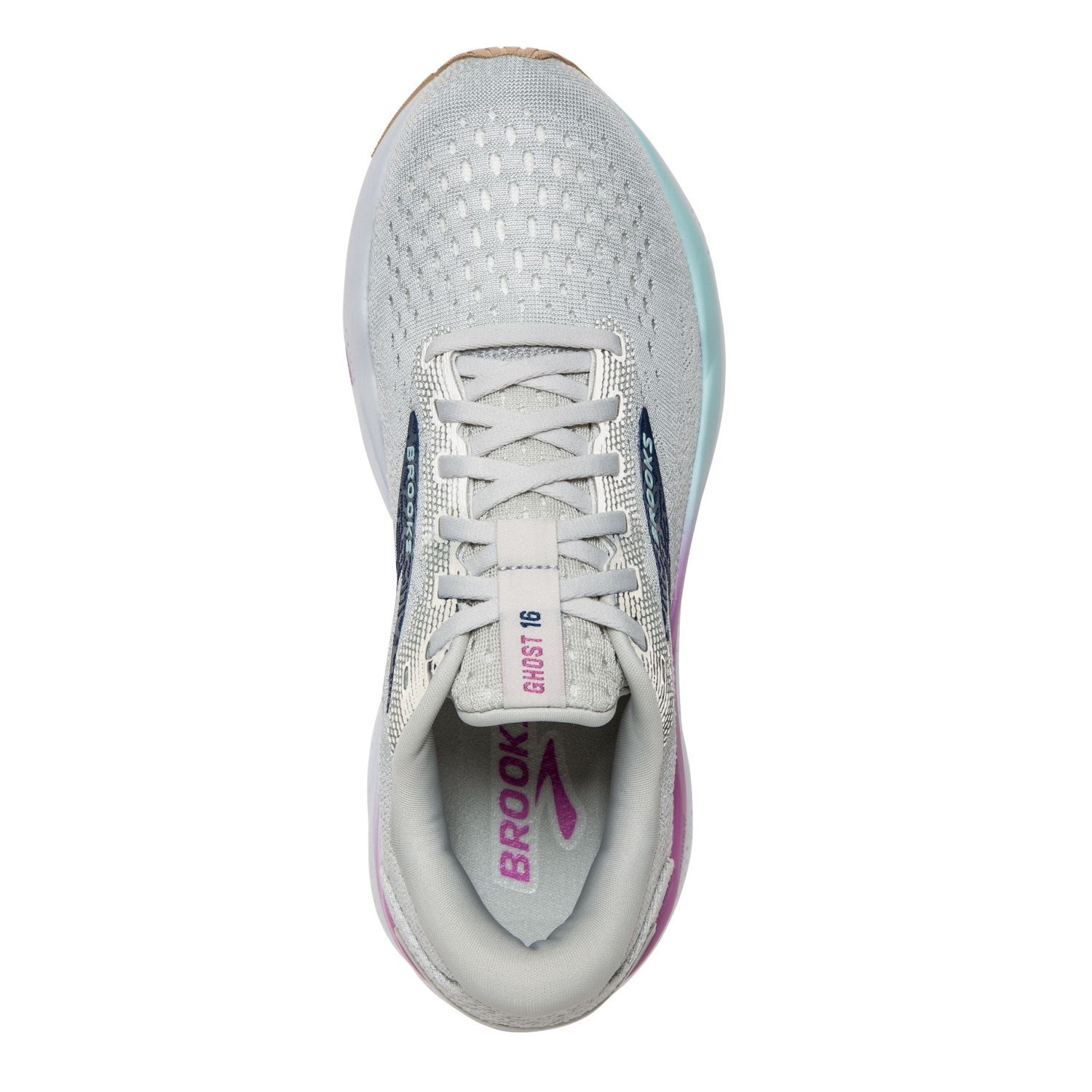 Brooks Ghost 16 - Womens Running Shoes - White/Grey/Estate Blue ...