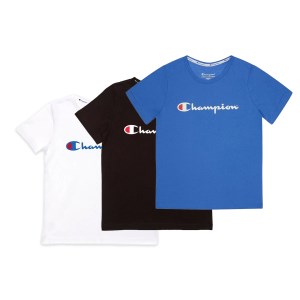 Champion Script Kids T-Shirt - 3 Pack - White/Blue/Black