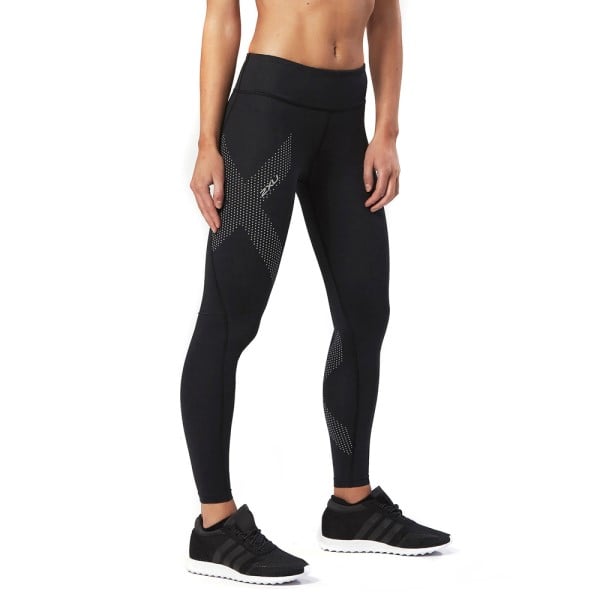 2XU Motion Mid-Rise Womens Full Length Compression Tights - Dotted Reflective Logo