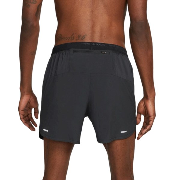 Nike Dri-Fit Stride 5 Inch Brief-Lined Mens Running Shorts - Triple Black/Reflective Silver