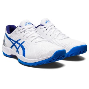 Asics Solution Swift FF Clay - Mens Tennis Shoes - White/Electric Blue