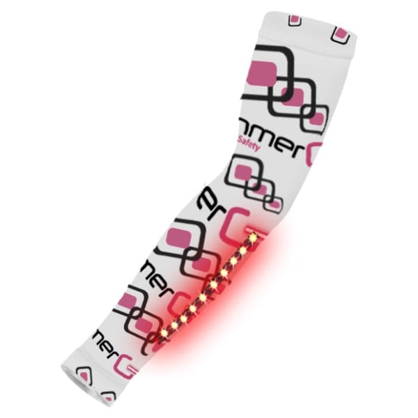 Glimmer Gear LED High Visibility Arm Sleeves - White/Pink